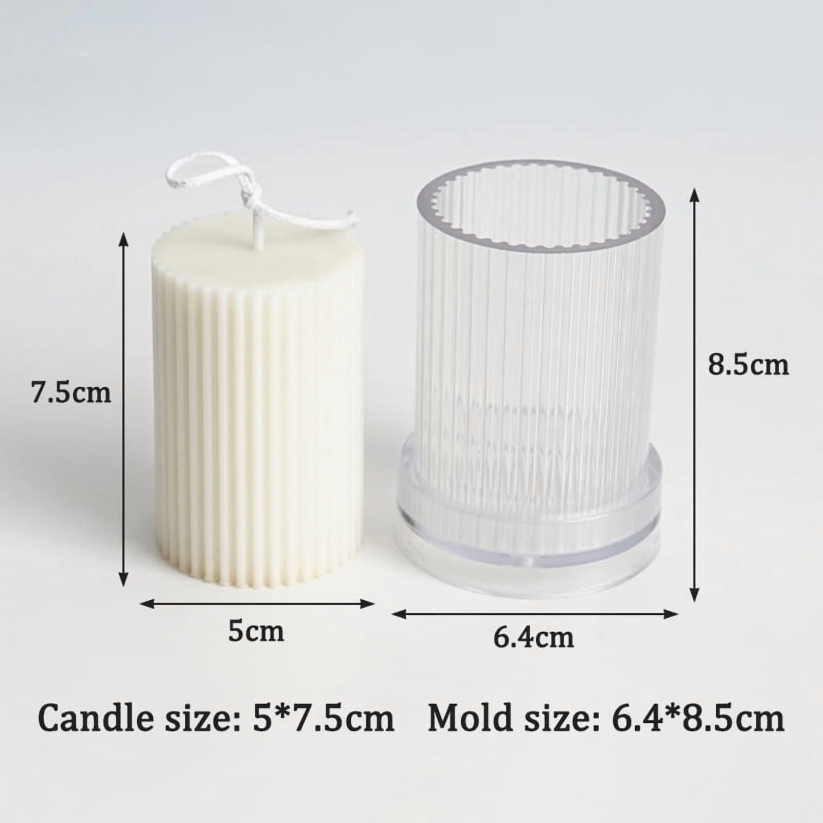 Geometric Striped Candle Mold Easy Demould DIY Cylindrical Flat Top Acrylic Plastic Candle Making Mould Supplies Art Home Decor