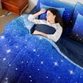 thumbnail image 4 of Castle Fairy Black Blue Glitter Print Twin Bedding Sets,Gradient Bedding Comforter Set, 4 of 8