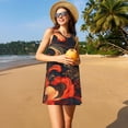 thumbnail image 3 of Fotbe Fiery Floral Pattern Vestido de Verano sin Mangas para Mujer – Vestido Midi Línea A, Estilo Camiseta Floral, Vestido Playero Casual y Fluido, 3 of 7
