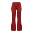 thumbnail image 5 of Spazoro Girls Flare Leggings, Solid Color Flared Leg Stretchy High‑Rise Waist Slim Fit Bootcut Trousers Fall Casual Bottoms Red, 5 of 8