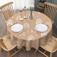 thumbnail image 3 of Brown Boho Bohemia Rainbow Hearts Pattern Round Tablecloth 60"x60",Wrinkle Wipeable Table Cloth for Kitchen Dining Room Picnic Patio Party, 3 of 6