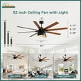 thumbnail image 6 of Sofucor 52 Inch Low Profile Ceiling Fan with Light Bulb Replaceable and Remote Control, 8 Blade Ceiling Fan with 3 Downrod, Max Airflow 7000 CFM, 6 of 10