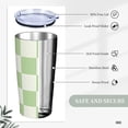thumbnail image 4 of Light Green Checkered Stainless Steel Insulated Tumbler 20 Oz Coffee Mug Travel Cup Water Bottle With Lid Straw, 4 of 6