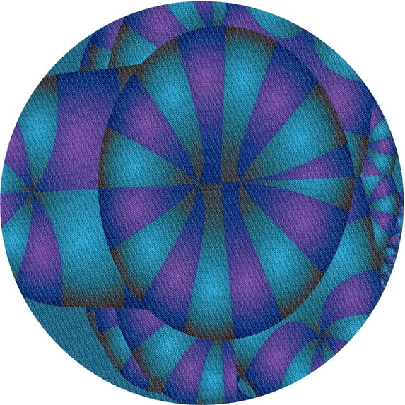 Ahgly Company Indoor Round Patterned Blue Dress Blue Area Rugs, 8' Round