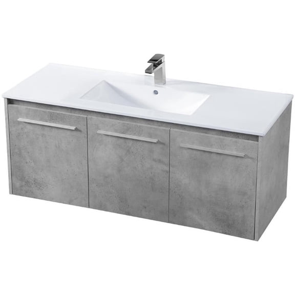 Elegant Kitchen and Bath 48 inch  Single Bathroom Floating Vanity in Concrete Grey