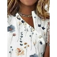 thumbnail image 3 of Gvmfive Women Tops Casual Short Sleeve Floral Print V Neck Shirt Blouse, 3 of 4