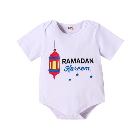 

Wozhidaoke Baby Boy Clothes Girls Short Sleeve Ramadan Letter Lantern Romper valentines day gifts for kids the boys