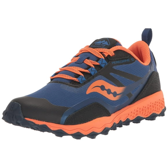 Saucony Peregrine 12 Shield Sneaker, Navy/Orange, 10.5 US Unisex Big Kid