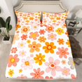thumbnail image 2 of Homewish Watercolor Floral Twin Sheet Sets,Cute Daisy Flower Twin Fitted Sheet,White Orange Flat Sheet For Girls Teens,Luxury Bedroom Decor,3 Pieces, 2 of 7