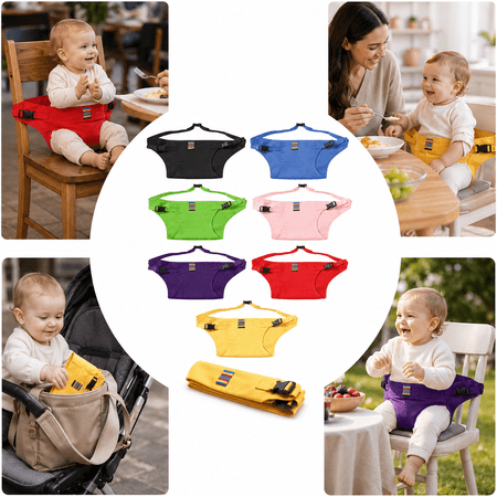 Baby Harness for High Chair, Foldable Baby Booster Harness Belt with Adjustable Straps, Portable Feeding Safety Seat for Toddler Dining Chair, Home Travel Restaurant, Black