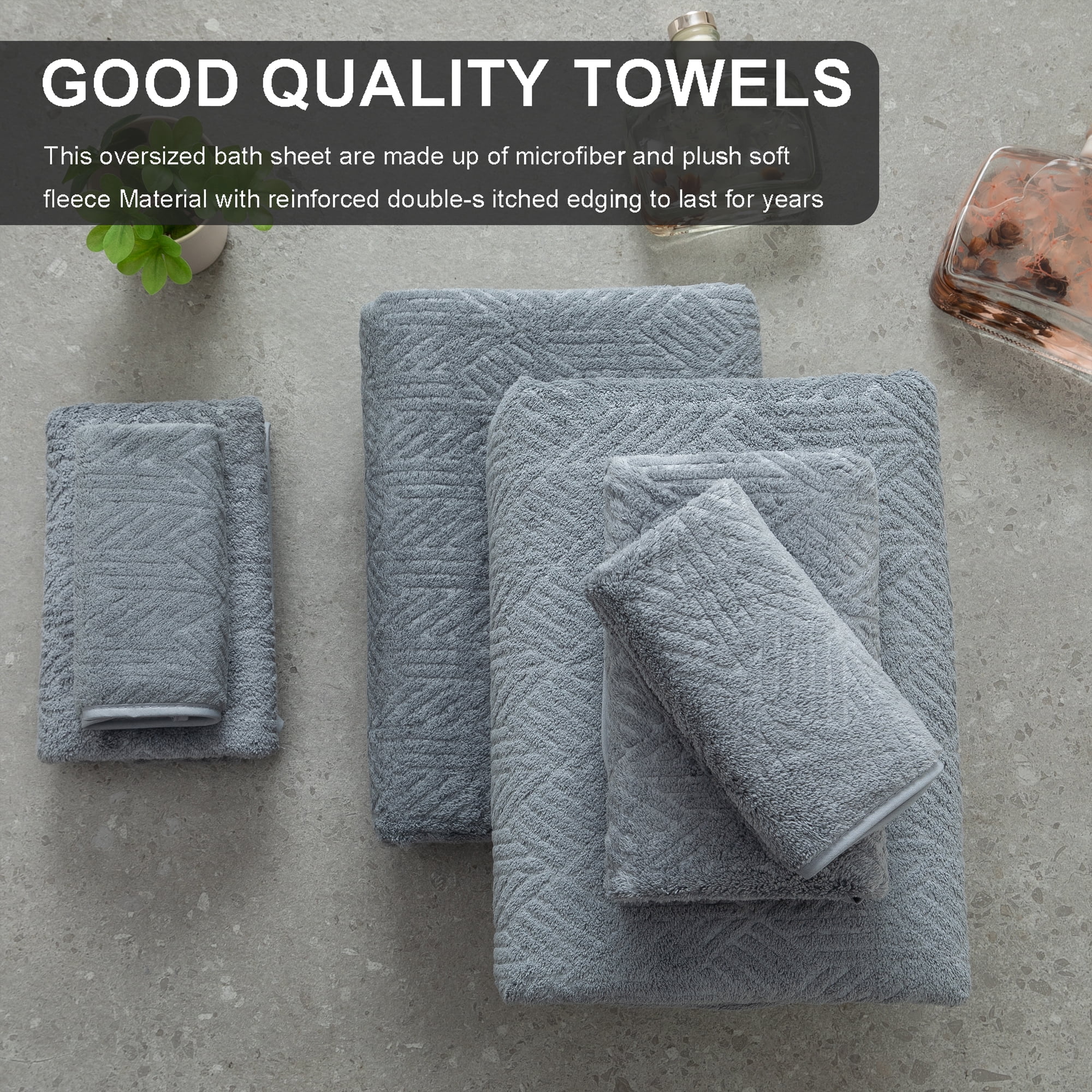 Smuge 4 Pack Oversized Bath Sheet Towels (35 x 70 in,Dark Gray) 600 GSM Ultra Soft Large Bath Towel Set Cozy Quick Dry Bathroom Towels Hotel Luxurious Towels
