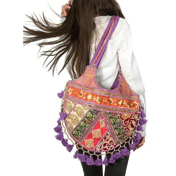 Tribe Azure - TribeAzure Cute Purple Gold Tassel Tote Shoulder Bag ...