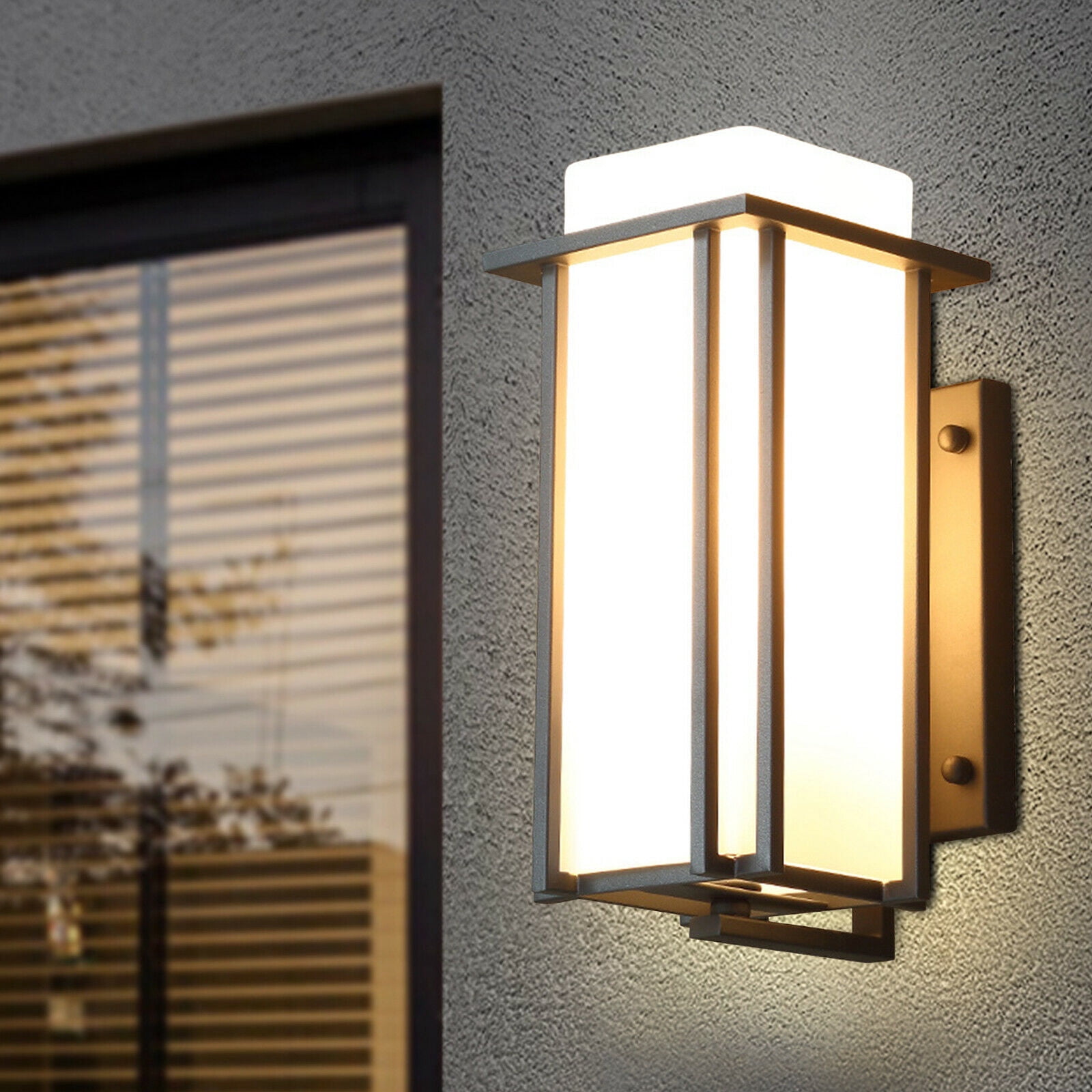 Outdoor Modern Light Wall Sconce Fixture Exterior Porch Waterproof Black LED Wall Light Waterproof Exterior Outdoor Porch Sconce Lamp Fixture Exterior Outdoor Wall Lantern Lighting Garden Wall Lamp