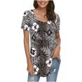 thumbnail image 1 of Blouses à Manches Courtes pour Femmes, Mode Imprimée, Col Rond Décontracté, T-Shirt Ample, Blouse à Manches Courtes pour Femmes, 1 of 6