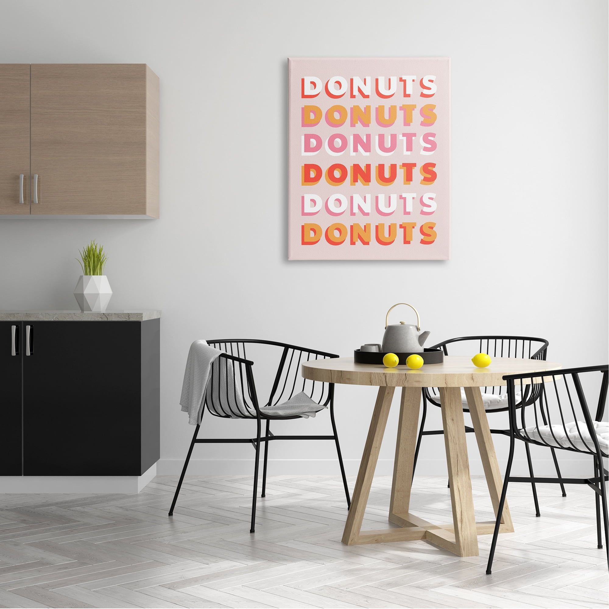 Stupell Industries Orange Pink Donuts Text Pattern Design Graphic Art Gallery-Wrapped Canvas Print Wall Art, 30x40, by CAD Designs