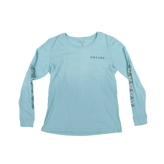 Salt Life Women's Tribal Tuna Long Sleeve Boyfriend T-Shirt Sea Glass Medium New