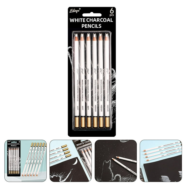 Pencil Pencils White Charcoal Drawing Sketching Sketch Highlight Art Graphite Eraser Drafting Wooden Artists Rubber Pen, Size: 17.5X0.8cm