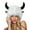 White, variant on Brown Bomber Hats Buffalo Hat with Horns Furry Earmuff Winter Hats Buffalo Face Fluffy Ear Headwear Earflap Hat Bomber Hats