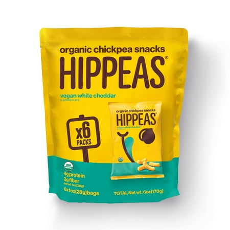 HIPPEAS Organic Vegan White Cheddar Chickpea Puffs, 6 Ct (1 Oz. Bags)