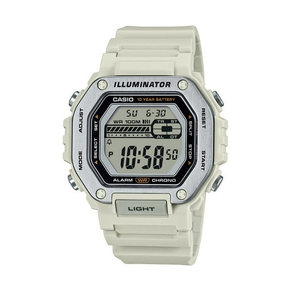 Casio Men's Digital Sports Watch with Metal Bezel, Light Gray MWD-110H-8AV