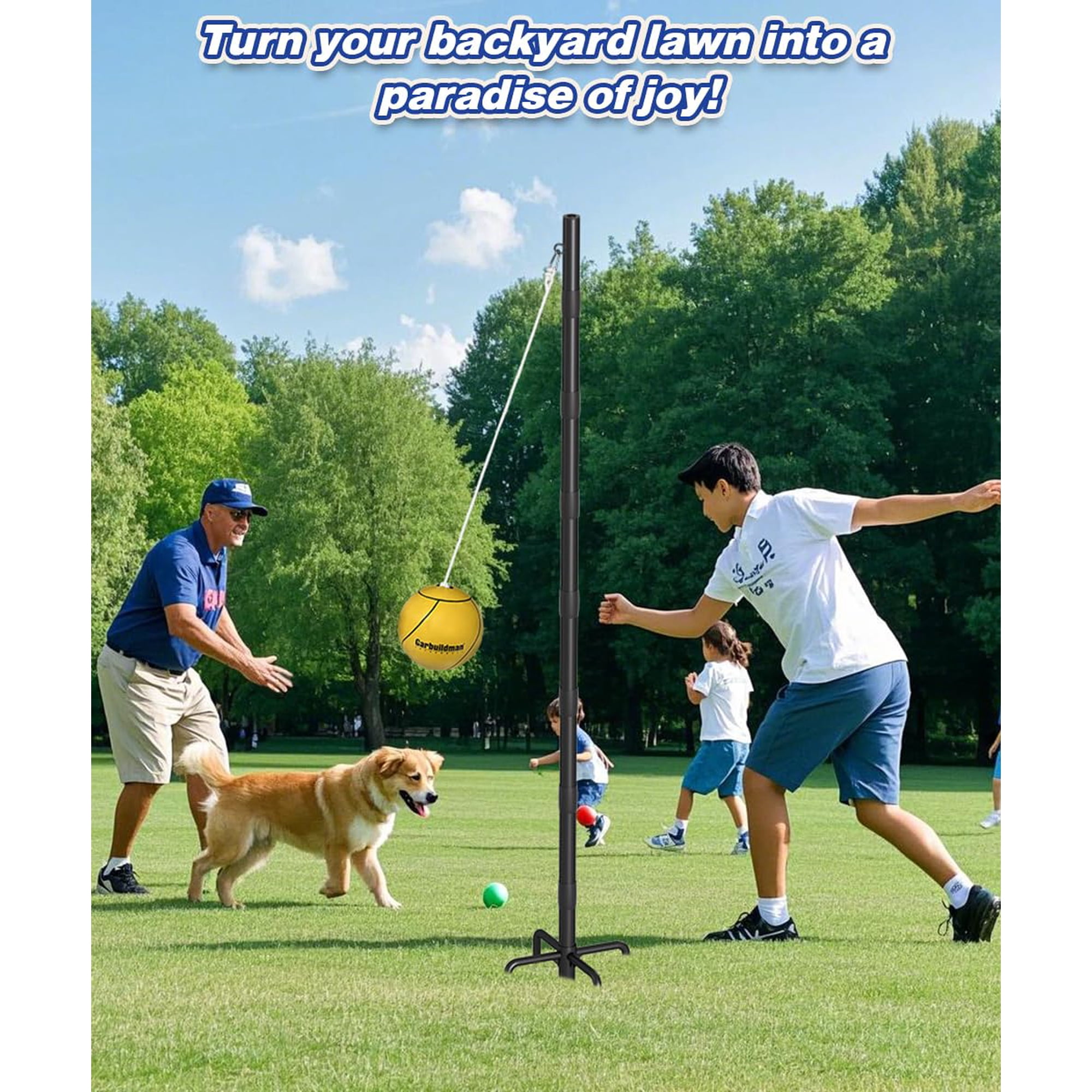 Teherball Family Outdoor Game Set Tetherball Ball And Rope, Tetherball Pole Set ...