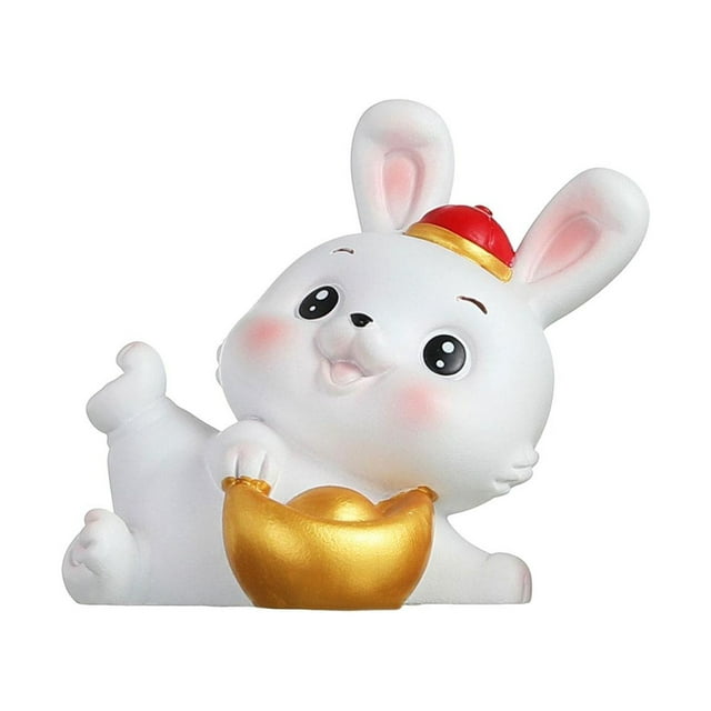 Figura de conejo para salpicadero de coche, adorno para cumpleaños, decoración interior de coche, tarta con sombrero