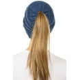 thumbnail image 4 of C.C MB-20A Soft Stretch Cable Knit Warm Hat High Bun Beanietail Ponytail Beanie Dark Denim, 4 of 4