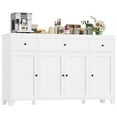 thumbnail image 7 of Homfa 55"W Kitchen Sideboard Credenza, 4-Doors 3-Drawer Wood Buffet Storage Cabinet with Adjustable Shelves, White, 7 of 7