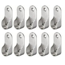 10pcs Zinc Alloy Closet Rod Bracket Holder for 16mm Wardrobe Tube Support Silver Cabinet Hardware End Caps