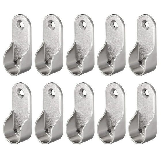 10pcs Zinc Alloy Closet Rod Bracket Holder for 16mm Wardrobe Tube Support Silver Cabinet Hardware End Caps