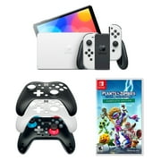 Nintendo Switch Bundle: Nintendo Switch OLED White Joy-Con + MGC Switchplate Wireless Controller + Plants vs. Zombies Nintendo Switch