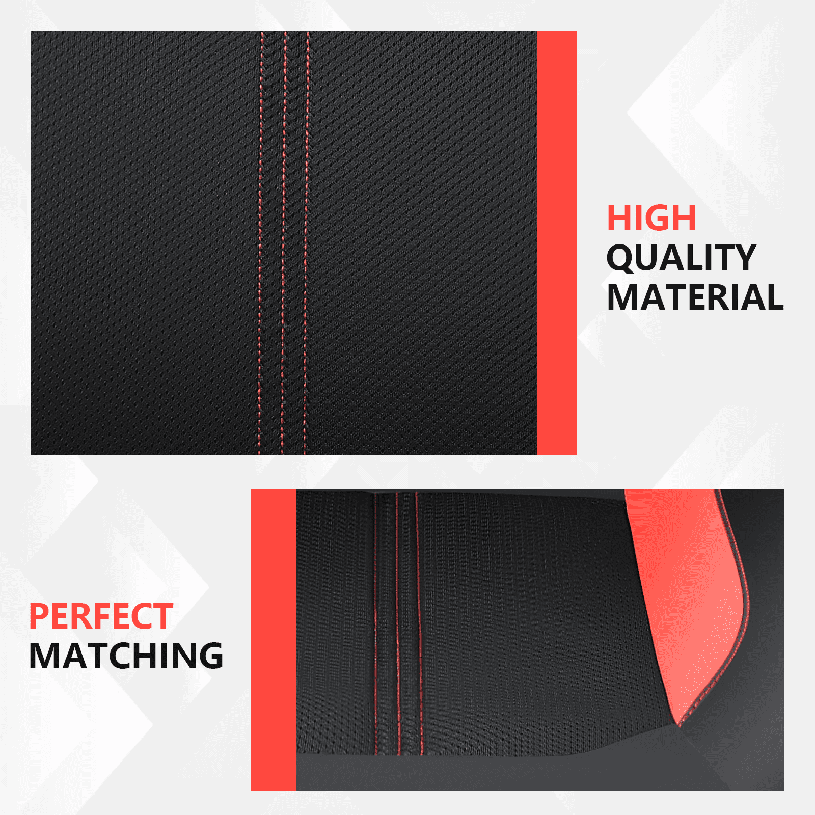 Coverado Full Set Car Seat Covers, Premium PVC&Fabric Material Seat Protectors, Universal Fit for Most Cars, Black&Red