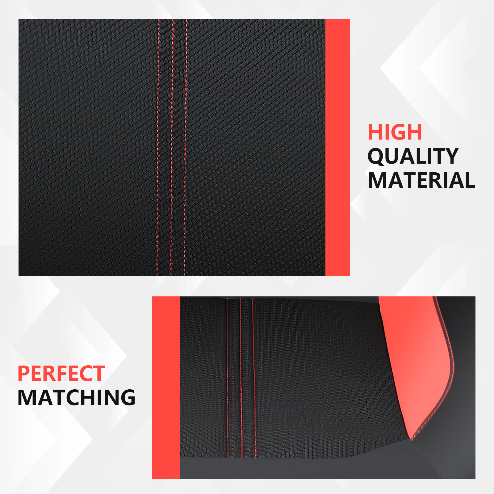 Coverado Premium PVC & Fabric Car Seat Covers, Black & Red photo 5