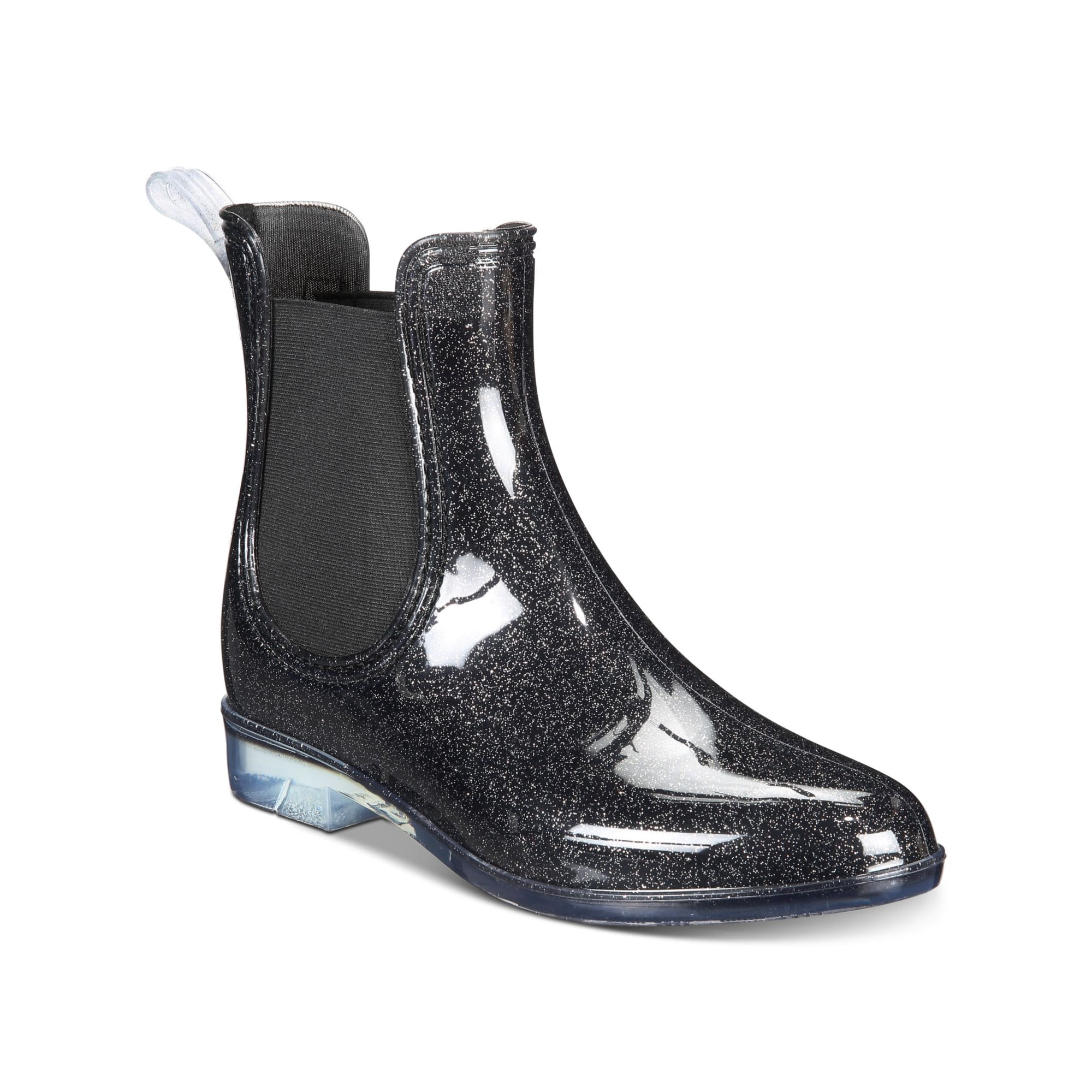 INC Womens Black Goring Raelynn Round Toe Rain Boots 5 M