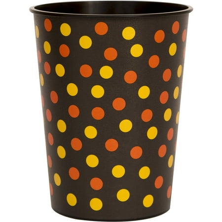 Orange & Black Polka Dot Halloween Plastic 16oz Cups, 4ct
