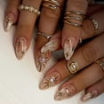 thumbnail image 5 of KUFptva 24pcs Glossy French Almond Press On Nails with Star Moon Sun Designs Nails Art Acrylic Stick on Nails for Ladies, 5 of 6