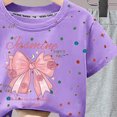 thumbnail image 4 of KPOPLK Baby Girl Summer Clothes Floral Print Short Sleeve T Shirt + Shorts Sets Infant Toddler Outfits 0-4 Years Old(9-10 Years,Light Purple), 4 of 4