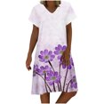 thumbnail image 1 of CENGNIAN Women Summer Casual Wrap Belt Hem Swing Sun Dress Summer Casual For V-neck Beach Floral Print Short Sleeve Loose Dresses, 1 of 5