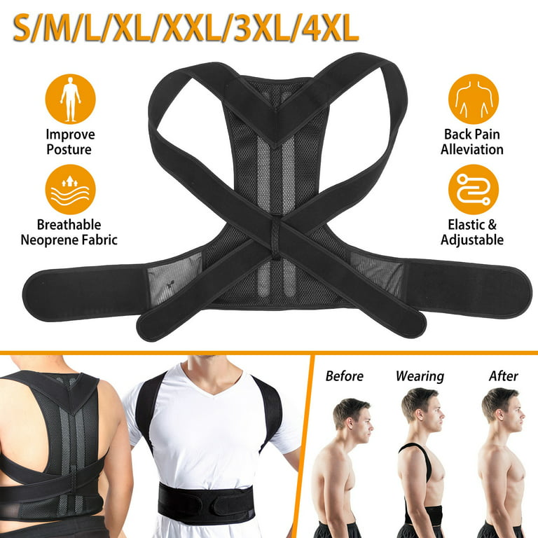 Pain Belt Back Corset for Men Heavy Lift Work Back Support Brace Shoulder  Strap Lumbar Support Belt Posture Corrector Unsex (XL)