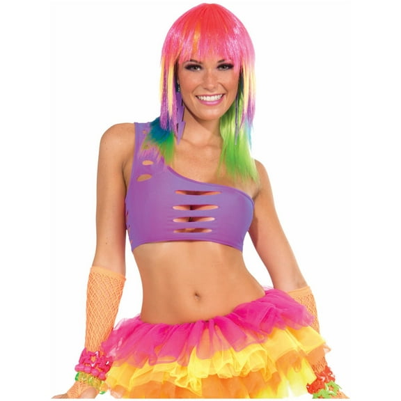 Womens Club Candy Rave Diva Costume Purple Sexy Stretch Cut Bra Top