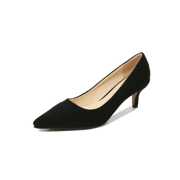 SIMANLAN Wide Width Heels for Women Black Kitten Heels Comfortable Dress  Party Shoes Black 8 