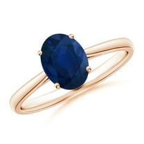 ANGARA Natural Oval Solitaire 1.55 ct Blue Sapphire Engagement Ring in 14K Rose Gold for Women (Size-8x6mm) | September Birthstone, Anniversary, Jewelry Gift for Women | Natural Blue Sapphire Ring