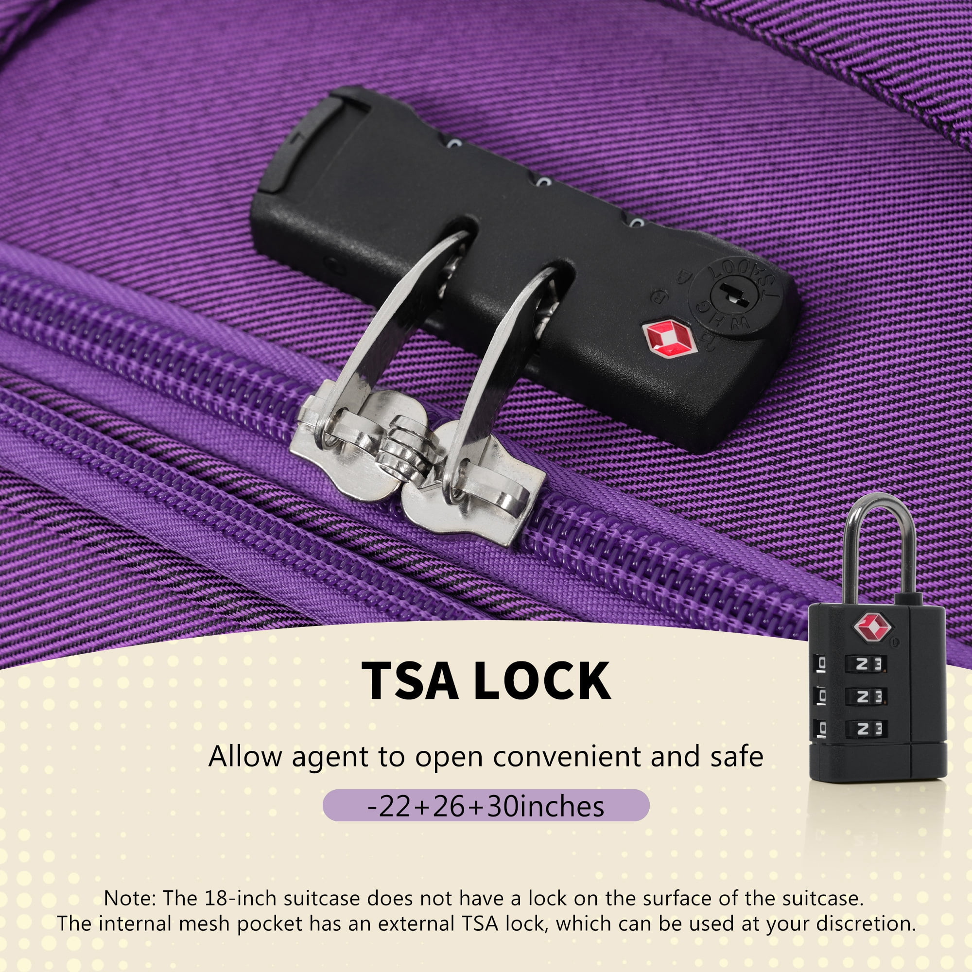 Euroco 4 Piece Softside Luggage Set, Expandable Suitcase Set with TSA Lock and Spinner Wheels, Lightweight Durable Suitcase for Men Women Travel(18"/22"/26"/30") ,Purple