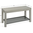 thumbnail image 2 of Kate and Laurel Jeran Rustic Farmhouse Bench with Iron Shoe Shelf, 36" x 14" x 20", Gray, Chic Entry Bench for Decor or Storage, 2 of 7
