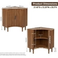 thumbnail image 2 of YANGLI Fluted Corner Floor Cabinet with Sliding Doors & Adjustable Shelves, Modern Wooden Narrow Storage Organizer for Small Spaces, 2 of 6