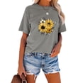 thumbnail image 2 of Anbech Sunflower T-Shirt for Women Graphic Butterfly Printed Short Sleeve Tee Tops with Crew Neck, 2 of 4