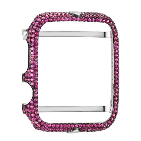 Custom Bezel - Sterling Silver Apple Watch Bezel 42mm Purple Simulated Diamonds Case Insert Custom