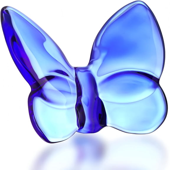 XIBUFE Blue Crystal Butterfly Figurine,Flying Butterfly Figurine,Glass Butterfly Ornament,Crystal Animal Collectible for Christmas Home Decor