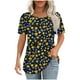 thumbnail image 1 of Camisetas Casuales de la Mujer Moda Diaria No Posicionamiento Impreso Manga Corta Cuello Redondo Camiseta Superior, 1 of 5