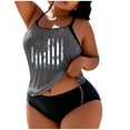thumbnail image 2 of ZVAVZ Two Piece Tankini Swimsuits for Women Plus Size American Flag Print Bathing Suits Summer Blouson Swim Top with Boy Shorts Trendy Beach Swimwear Clearance,Gray 5XL, 2 of 6